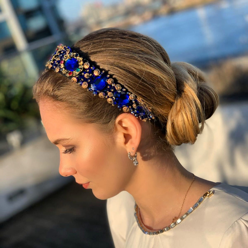 Jewelled headband Beaded headbands for women Pearls Blue crystal tiara Dragonfly Baroque headband Wedding hair accessories for bride tiara Accessories Hair Accessories Headbands & Turbans Headbands 