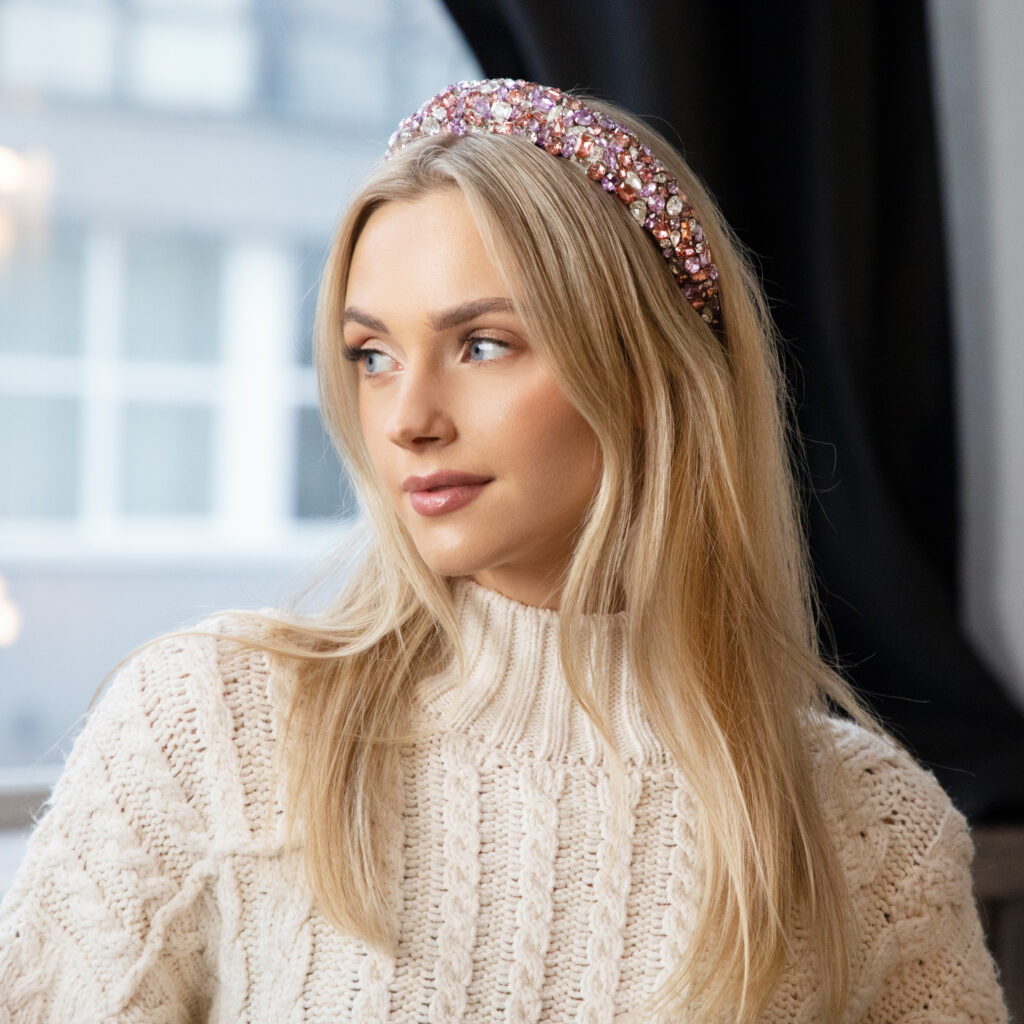Bella Wisteria and Blush Crystal Headband display picture 1