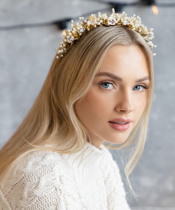 Athena Dream Gold Leaf Bridal Headband